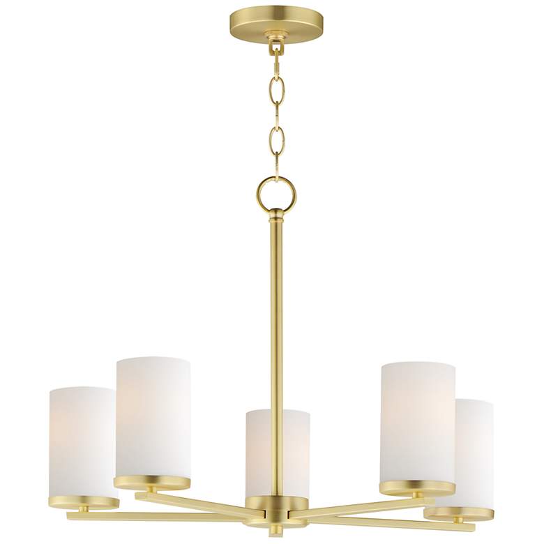 Image 1 Maxim Lateral 24" Wide Satin Brass 5-Light Chandelier