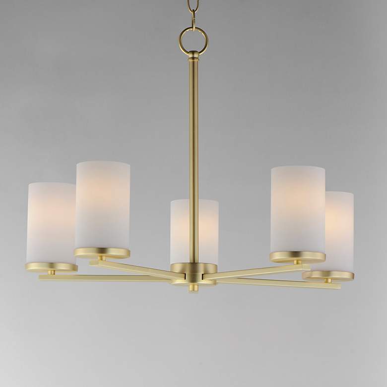 Image 2 Maxim Lateral 24" Wide Satin Brass 5-Light Chandelier more views