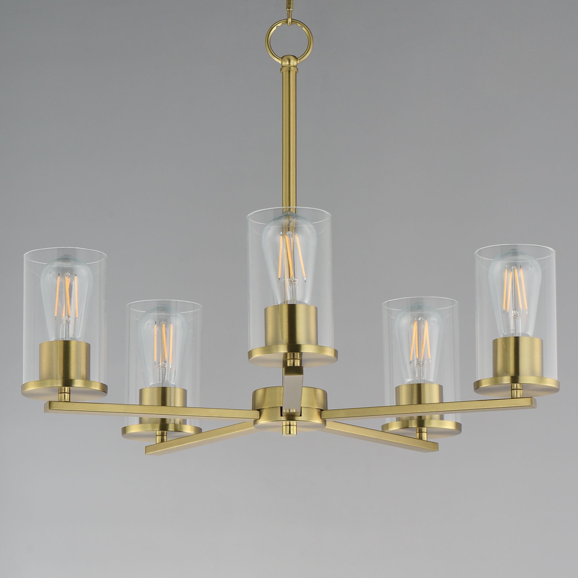 Image 3 Maxim Lateral 24" Wide Clear/Satin Brass 5-Light Chandelier more views