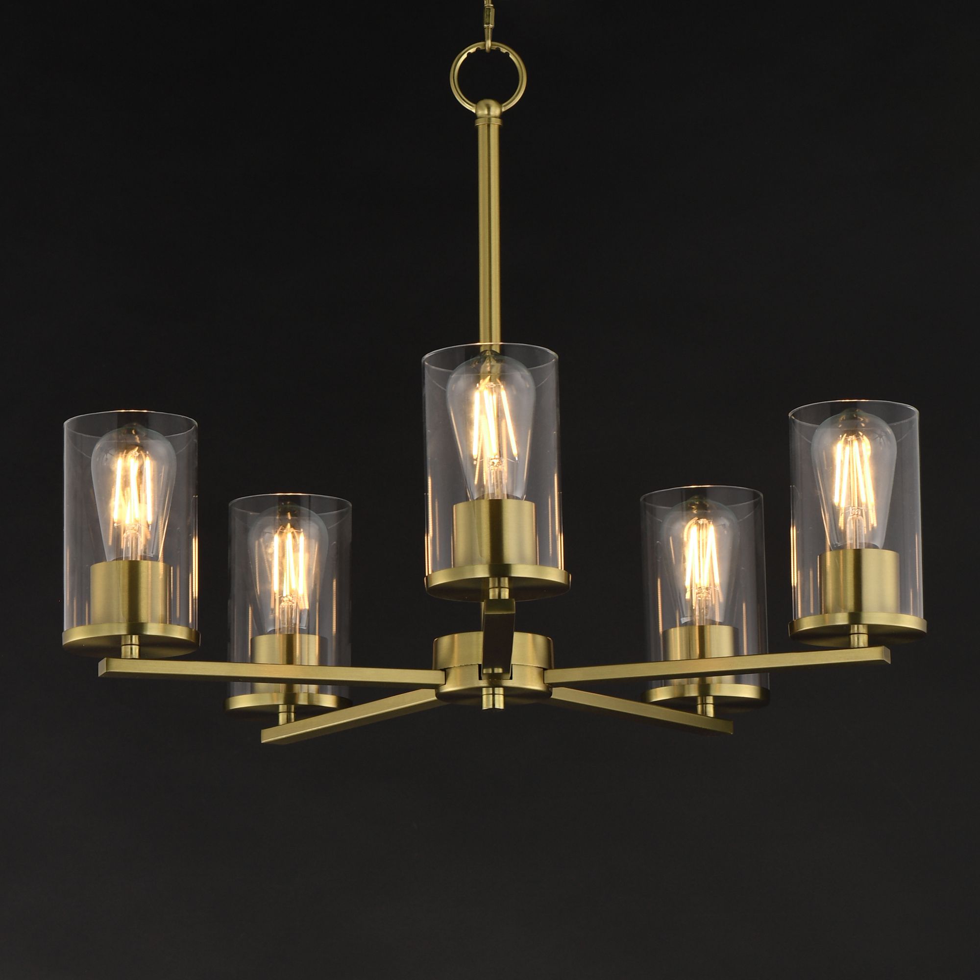 Image 4 Maxim Lateral 24" Wide Clear/Satin Brass 5-Light Chandelier more views