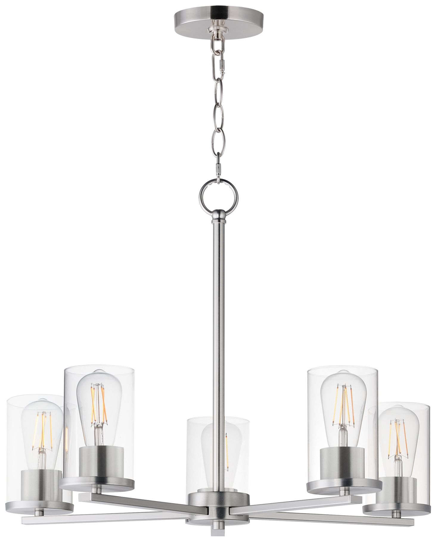 Maxim Lateral 24" Wide Clear/Satin Nickel 5-Light Chandelier