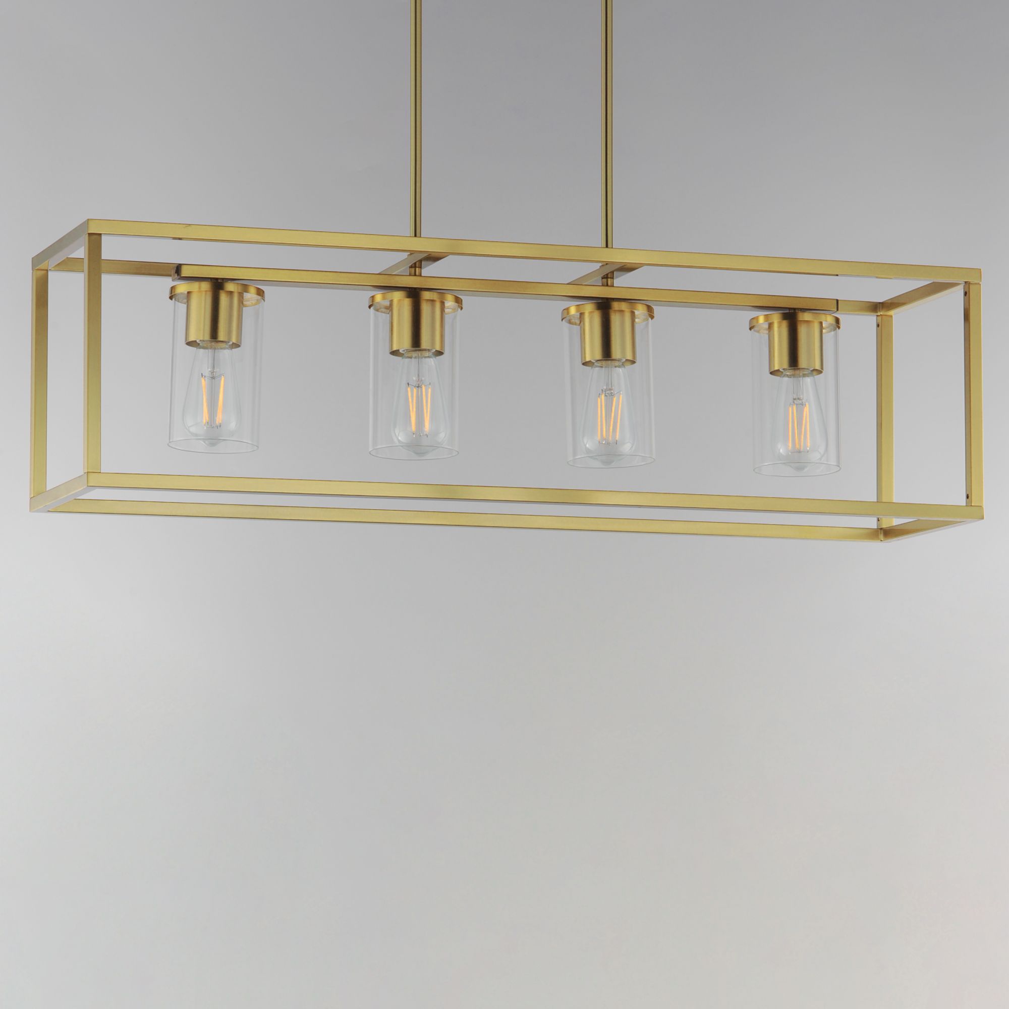 Image 3 Maxim Lateral 36" Clear/Satin Brass 4-Light Linear Pendant more views