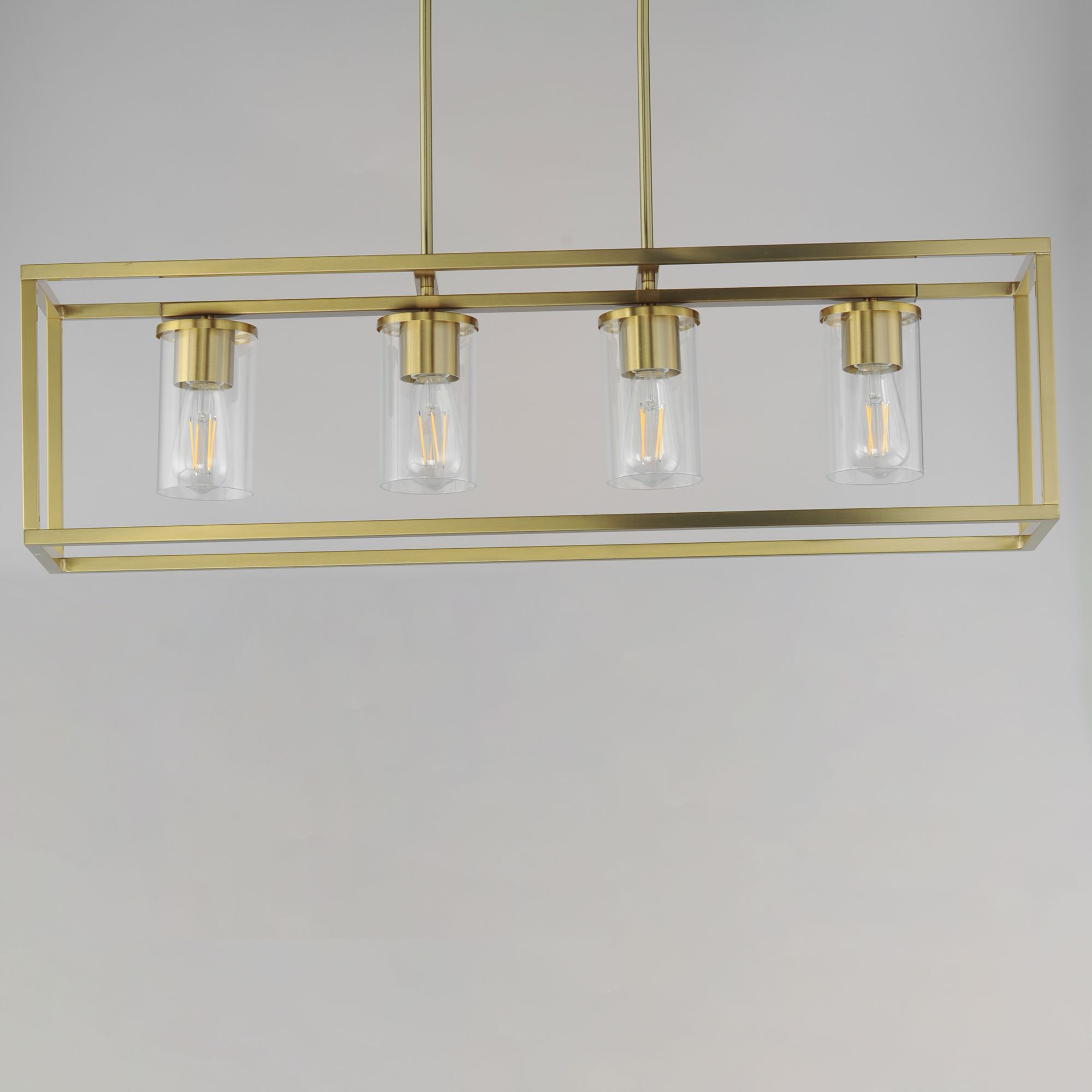 Image 4 Maxim Lateral 36" Clear/Satin Brass 4-Light Linear Pendant more views