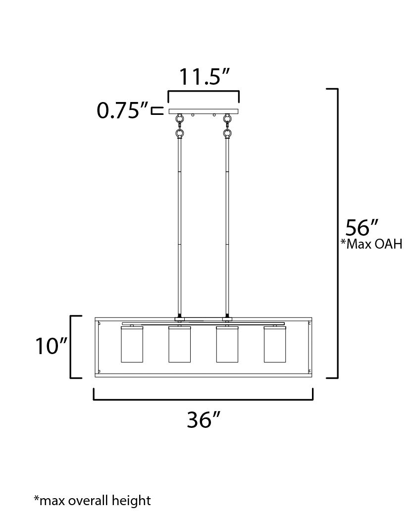 Image 6 Maxim Lateral 36" Clear/Satin Brass 4-Light Linear Pendant more views