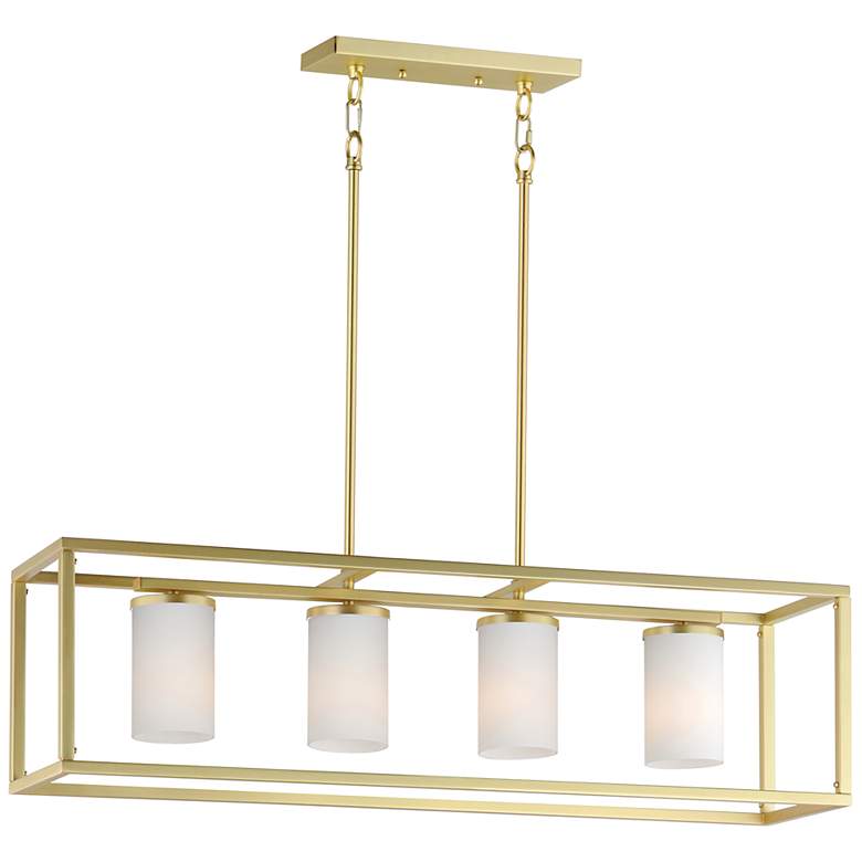 Image 1 Maxim Lateral 36" Satin Brass 4-Light Linear Pendant