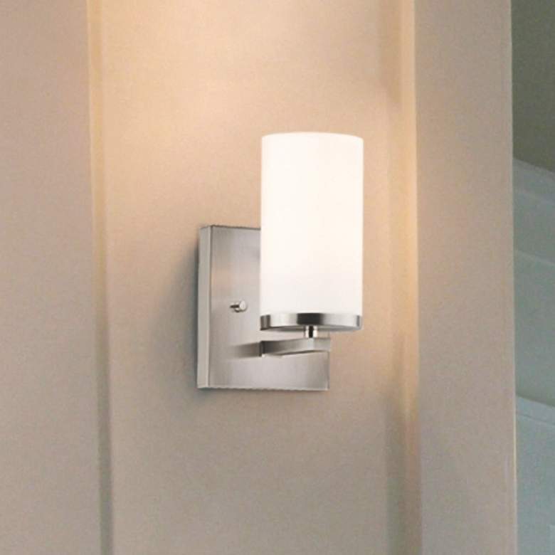 Image 1 Maxim Lateral 7 3/4" High Satin Nickel Wall Sconce