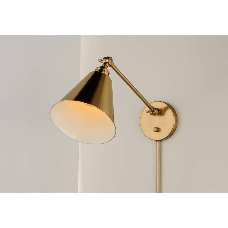Image 4 Maxim Library 32.25" High Plug-In Brass Swing Arm Wall Lamp more views