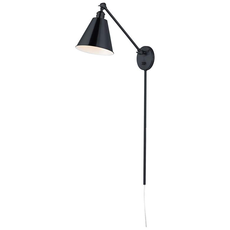 Image 1 Maxim Library 8" Wide Modern Black Adjustable Wall Light