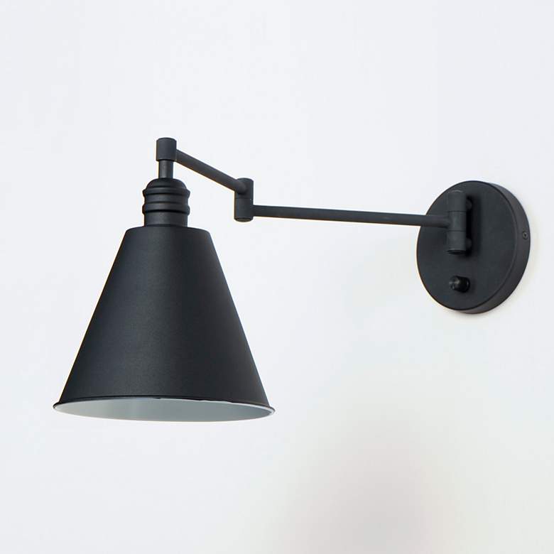 Image 2 Maxim Library Black Swing Arm Wall Lamp more views