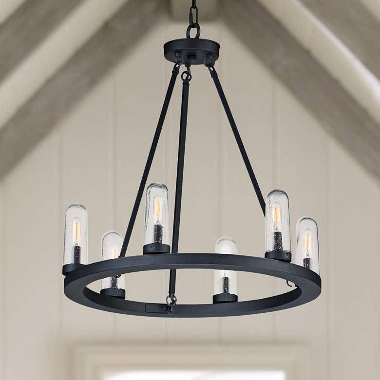Image 1 Maxim Lido 24" Wide Black Circular 6-Light Chandelier