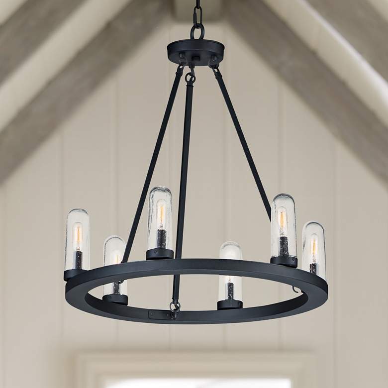 Image 1 Maxim Lido 24 inch Wide Black Circular 6-Light Chandelier