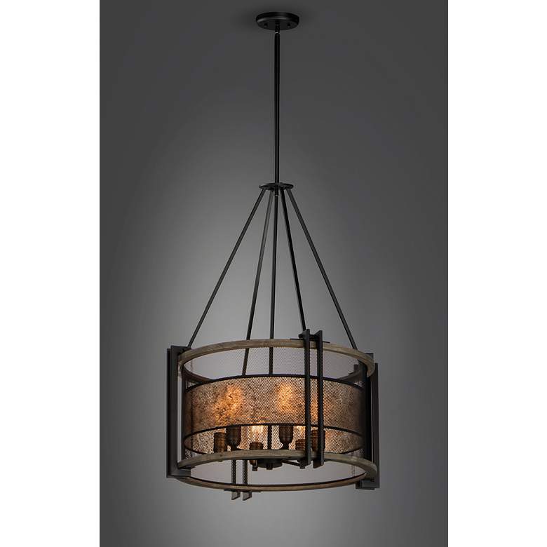 Image 3 Maxim Lighting Boundry 24" Wide Black 6-Light Mesh Drum Chandelier more views
