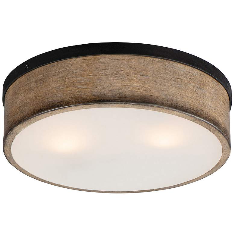 Image 1 Maxim Lighting Franklin 14 1/4" Driftwood Pattern Drum Ceiling Light