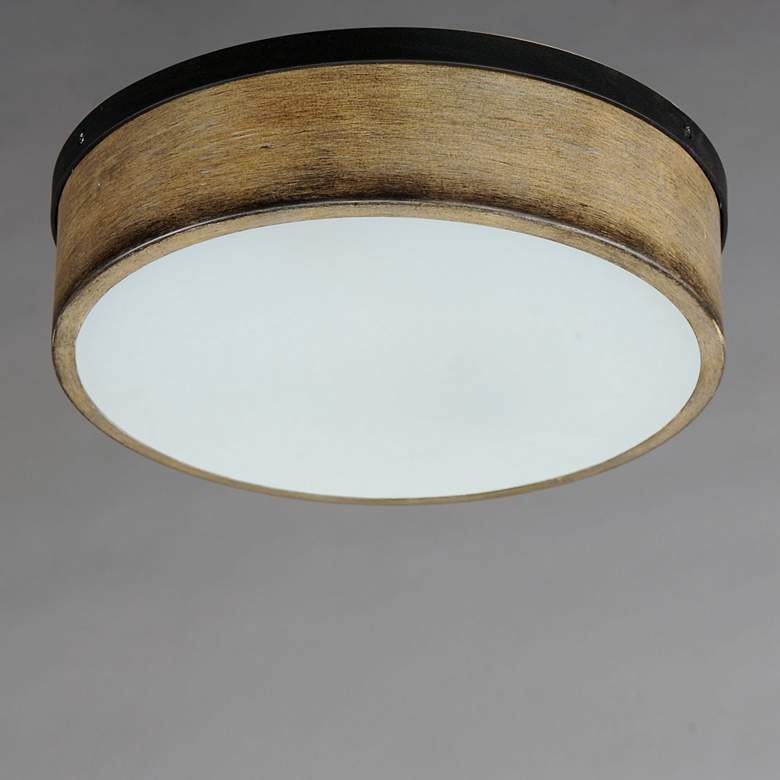 Image 2 Maxim Lighting Franklin 14 1/4" Driftwood Pattern Drum Ceiling Light more views
