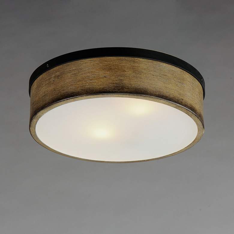 Image 4 Maxim Lighting Franklin 14 1/4" Driftwood Pattern Drum Ceiling Light more views