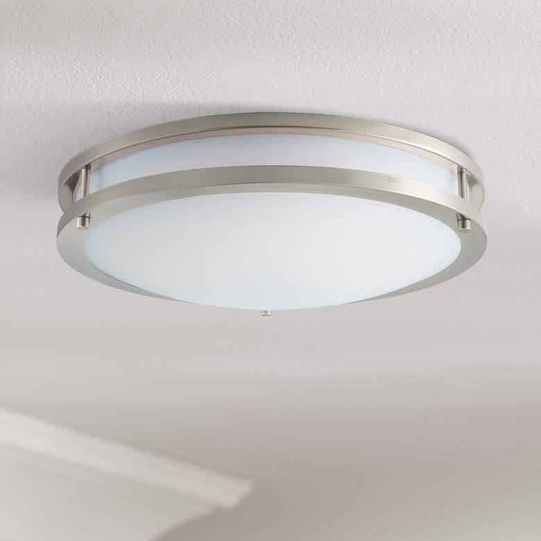 Image 1 Maxim Linear LED 16" Wide Satin Nickel Flush Mount Ceiling Light