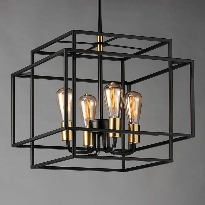 Image 1 Maxim Liner 17 3/4 inch Wide Black and Satin Brass Modern Pendant Light