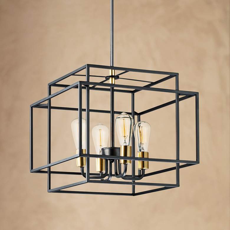 Image 1 Maxim Liner 17 3/4 inch Wide Black and Satin Brass Pendant Light