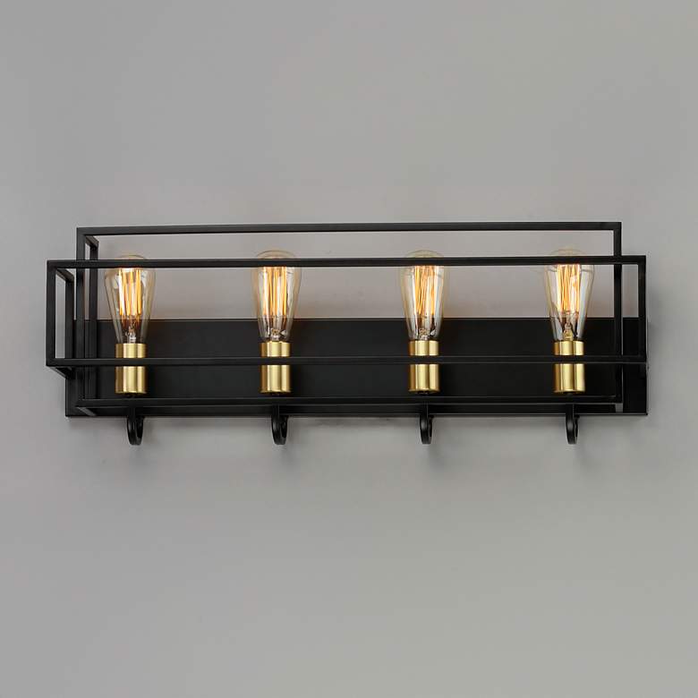 Image 1 Maxim Liner 28 1/2" Wide Black 4-Light Bath Light