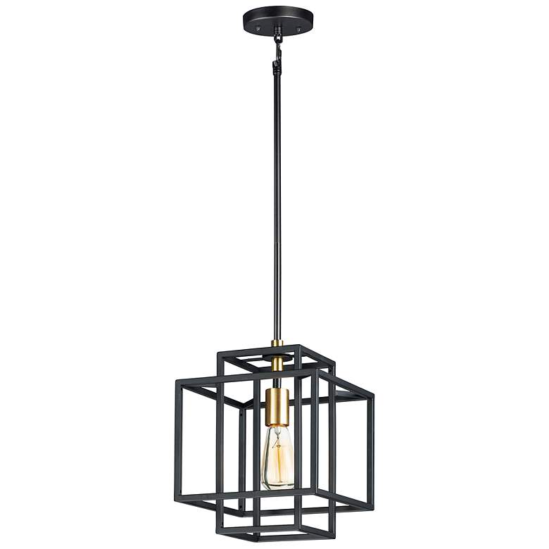 Image 2 Maxim Liner 9 3/4" Wide Black Geometric Boxes Mini Pendant