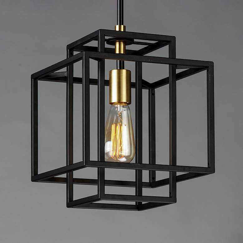 Image 1 Maxim Liner 9 3/4" Wide Black Geometric Boxes Mini Pendant