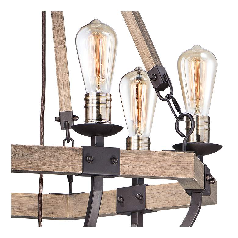 Image 3 Maxim Lodge 24 inch Weathered Oak and Bronze Rustic 6-Light Chandelier more views