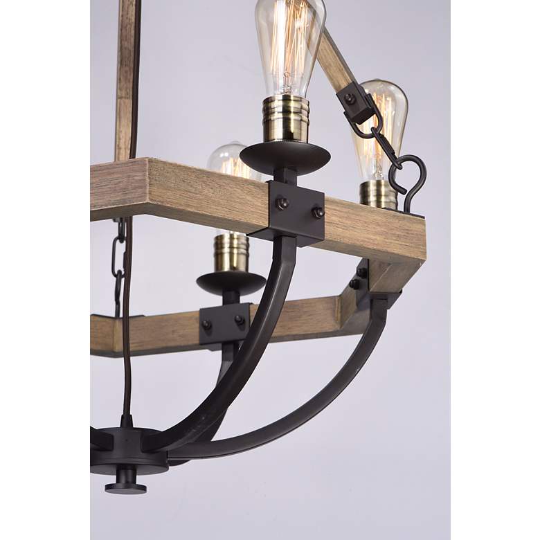 Image 4 Maxim Lodge 24" Weathered Oak and Bronze Rustic 6-Light Chandelier more views