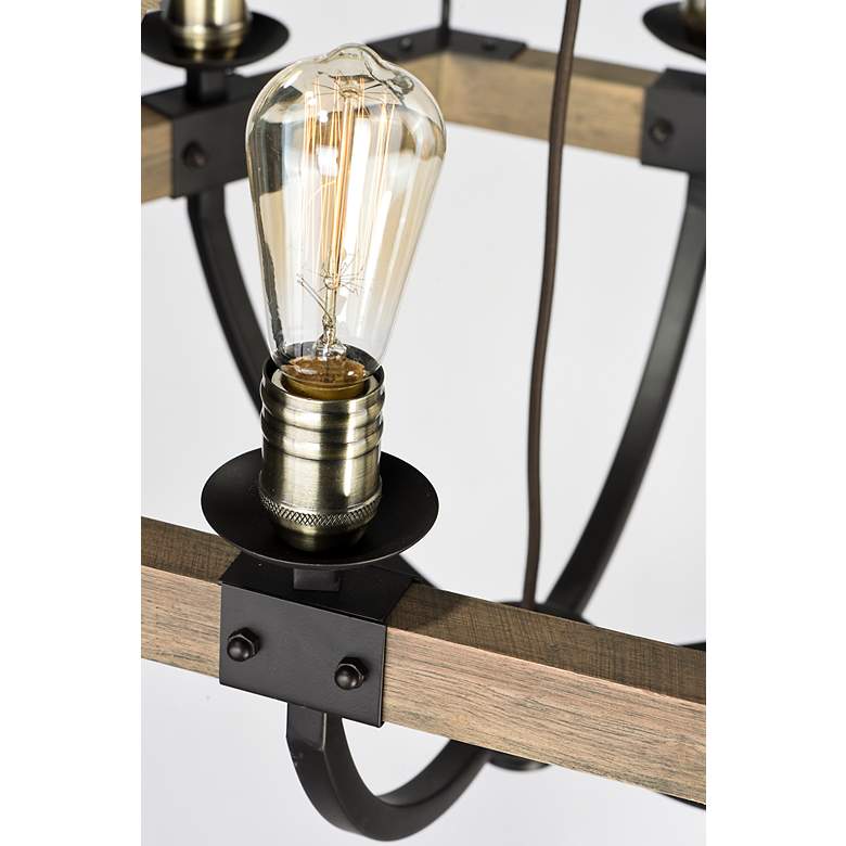Image 5 Maxim Lodge 24" Weathered Oak and Bronze Rustic 6-Light Chandelier more views