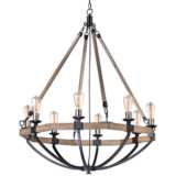 Maxim Lodge 38&quot; Wide Weathered Oak and Bronze 8-Light Chandelier