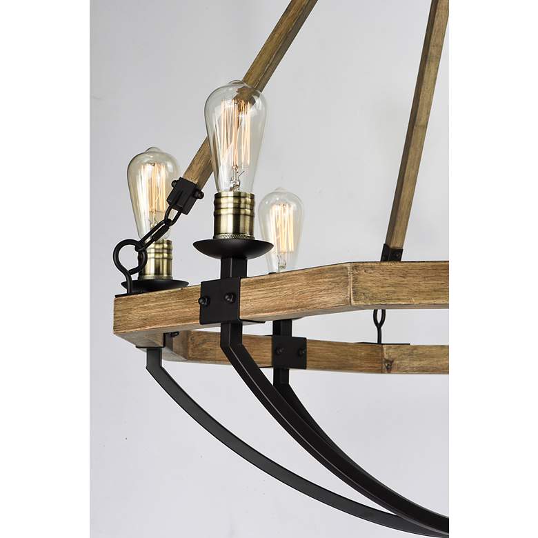 Image 3 Maxim Lodge 38" Wide Weathered Oak and Bronze 8-Light Chandelier more views