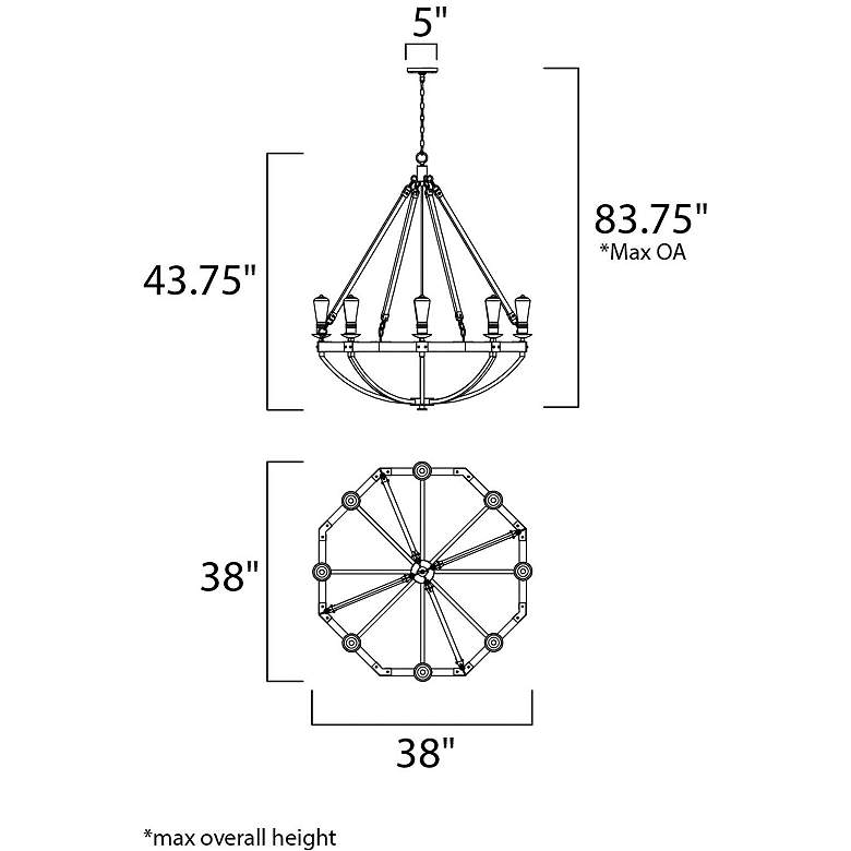 Image 4 Maxim Lodge 38" Wide Weathered Oak and Bronze 8-Light Chandelier more views