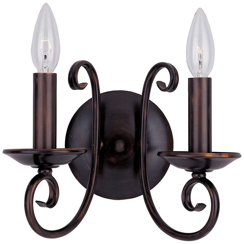 Image 1 Maxim Loft 9 inch High Bronze Scroll Candelabra Wall Sconce Light