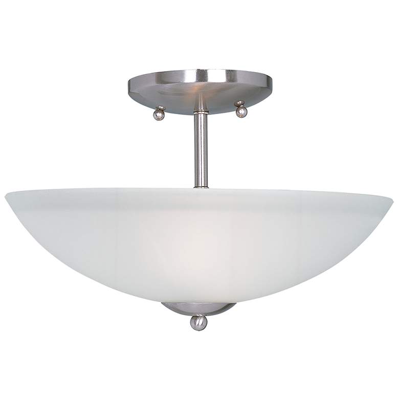 Image 1 Maxim Logan 13" Wide Satin Nickel Bowl Ceiling Light