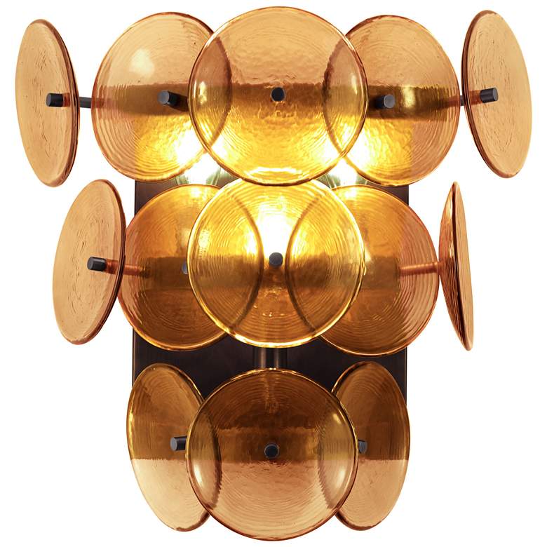 Image 1 Maxim Loren 15" High Gunmetal/Amber Wall Sconce