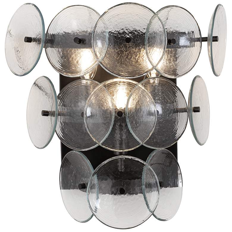 Image 1 Maxim Loren 15" High Gunmetal/Textured Clear Wall Sconce