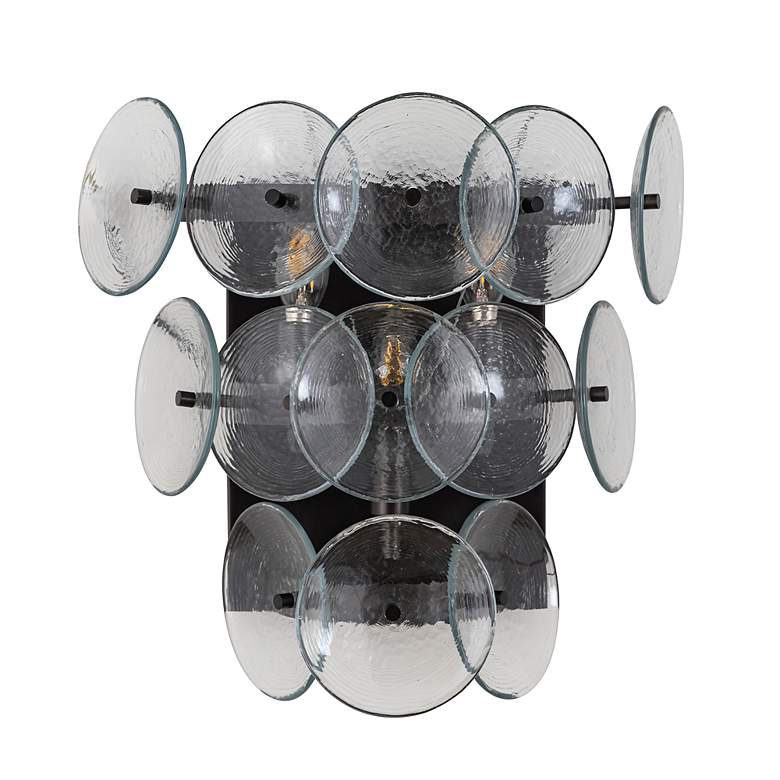 Image 2 Maxim Loren 15" High Gunmetal/Textured Clear Wall Sconce more views