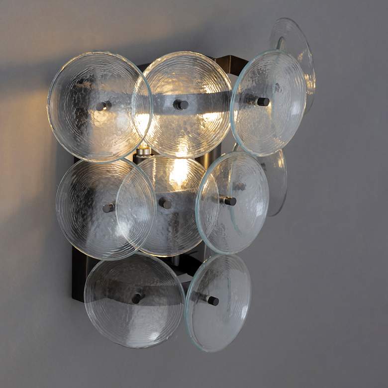 Image 3 Maxim Loren 15" High Gunmetal/Textured Clear Wall Sconce more views