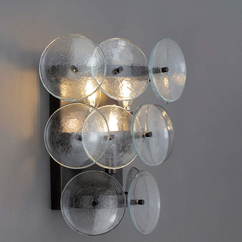 Image 4 Maxim Loren 15" High Gunmetal/Textured Clear Wall Sconce more views