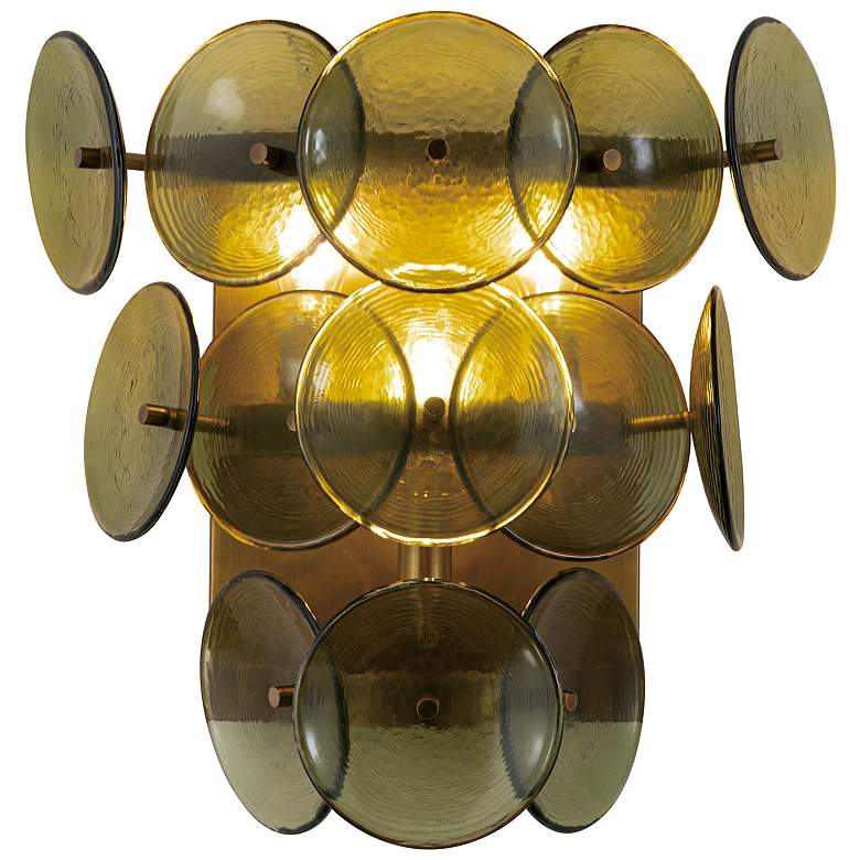 Image 1 Maxim Loren 15" High Weathered Brass/Green Vintage Wall Sconce