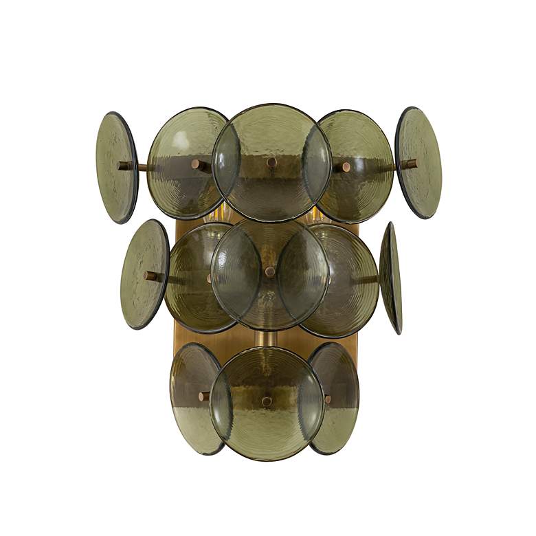 Image 2 Maxim Loren 15" High Weathered Brass/Green Vintage Wall Sconce more views