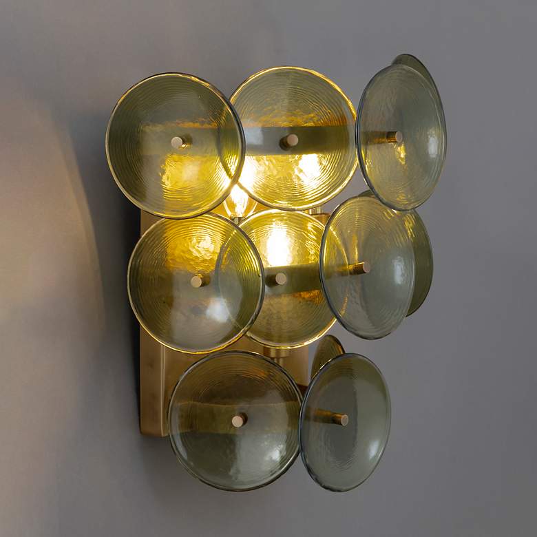 Image 4 Maxim Loren 15" High Weathered Brass/Green Vintage Wall Sconce more views