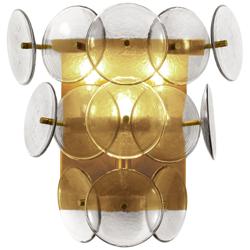 Maxim Loren 15" High Weathered Brass/Textured Clear Wall Sconce