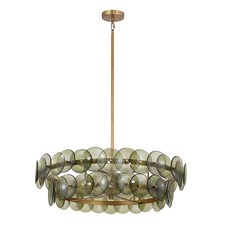 Image 2 Maxim Loren 30" Green Vintage/Weathered Brass Chandelier more views