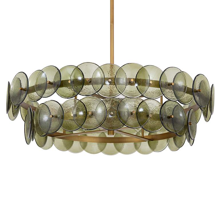 Image 3 Maxim Loren 30" Green Vintage/Weathered Brass Chandelier more views