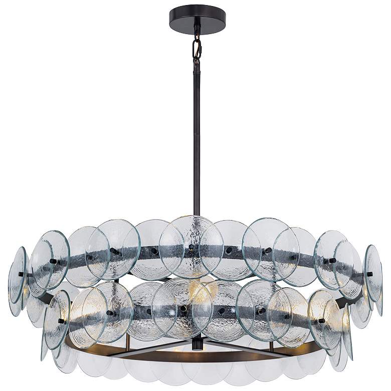 Image 1 Maxim Loren 30" Textured Clear/Gunmetal Chandelier