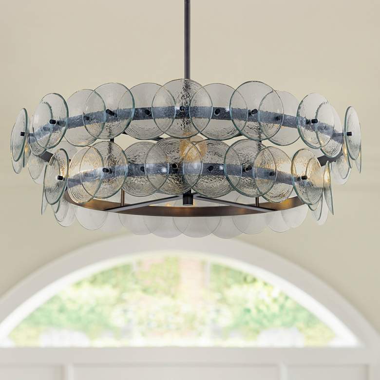 Image 1 Maxim Loren 30" Textured Clear/Gunmetal Chandelier
