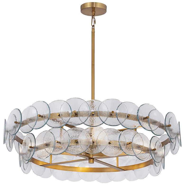 Image 1 Maxim Loren 30" Textured Clear/Weathered Brass Chandelier