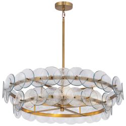 Maxim Loren 30" Textured Clear/Weathered Brass Chandelier
