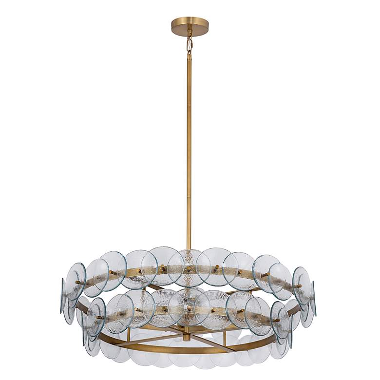 Image 2 Maxim Loren 30" Textured Clear/Weathered Brass Chandelier more views