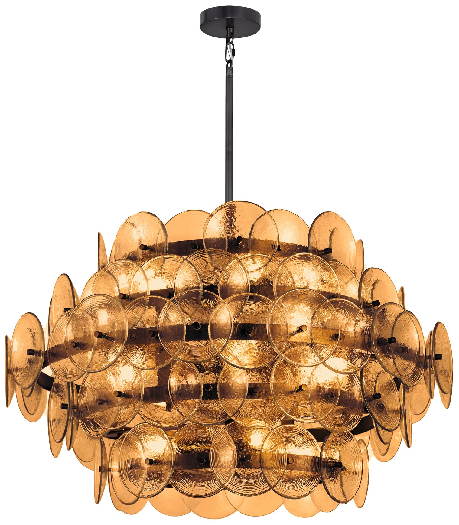Maxim Loren 30" Wide Amber Glass/Gunmetal 12-Light Chandelier